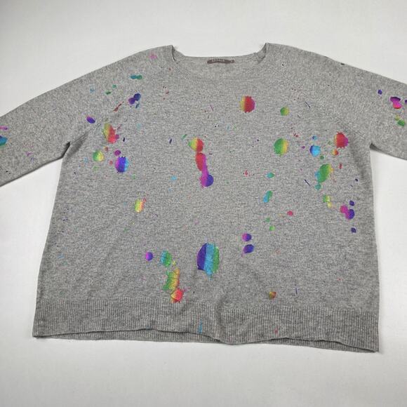 Brodie Cashmere Gray Sweater with Colorful Accents - Picture 2 of 9